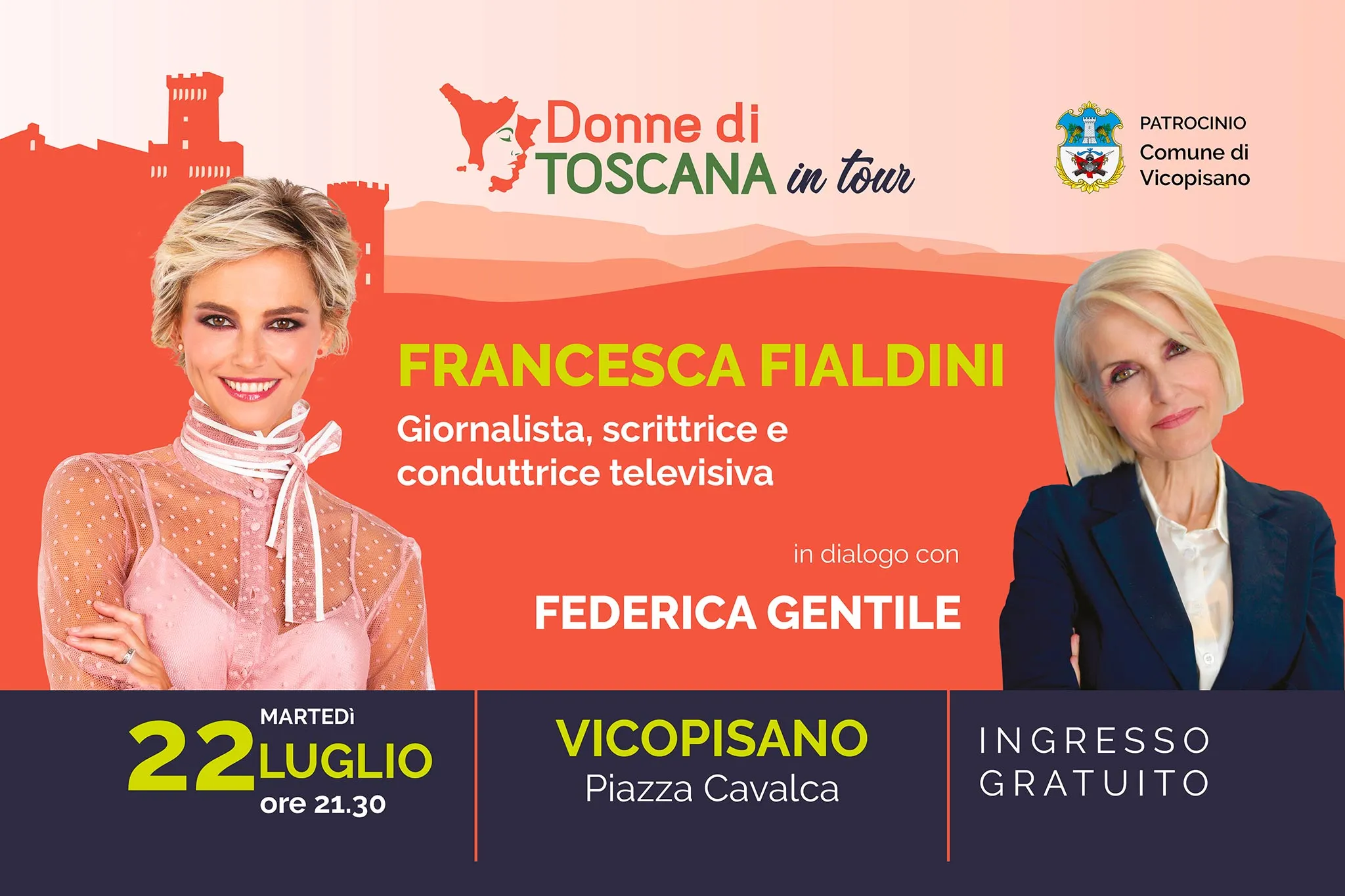 Donne di Toscana in tour evento a Vicopisano 22 Luglio. Presidente Sonia Luca
